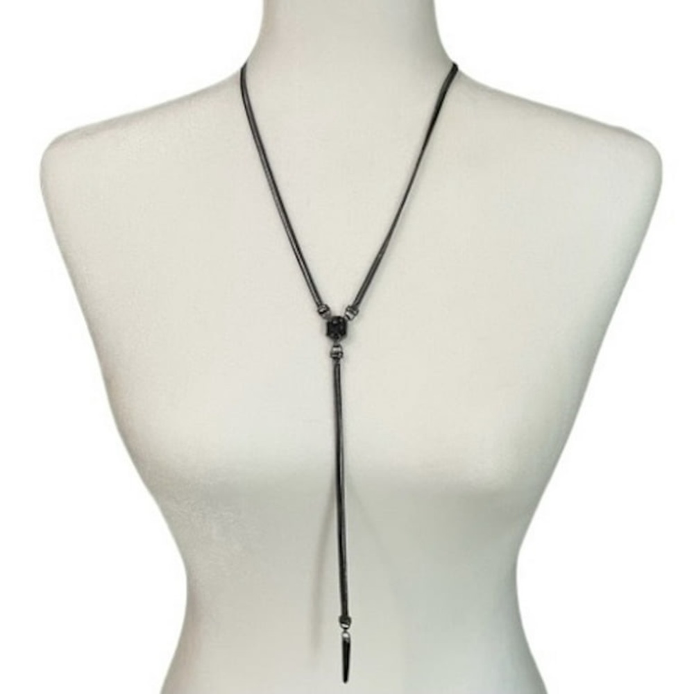 Kendra Scott Starla Y Necklace in Drusy and Gunmetal